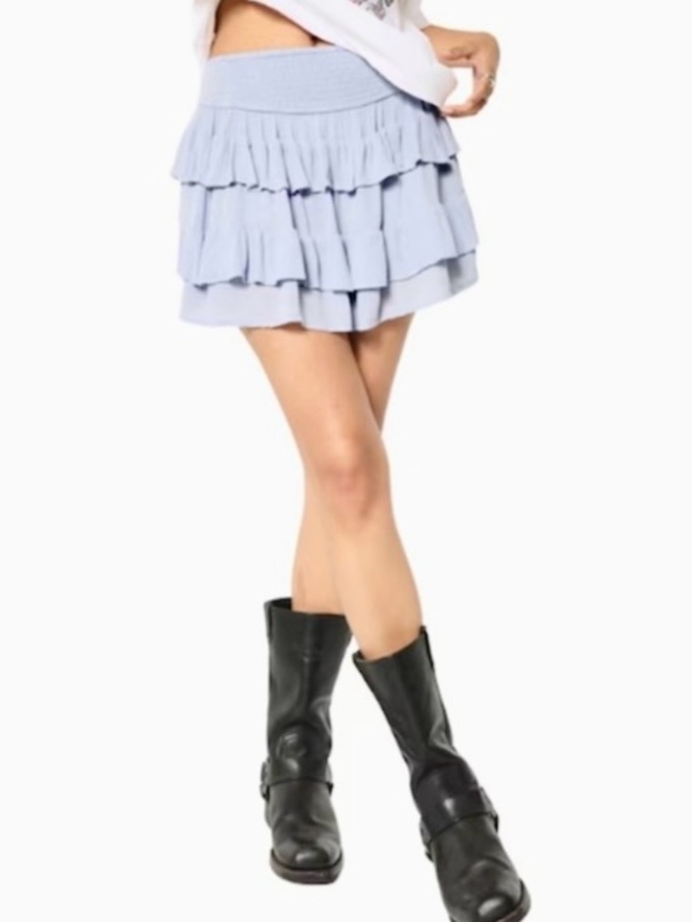 Hollister Co. Tiered Ruffle Mini Skirt Skort Size Small Blue